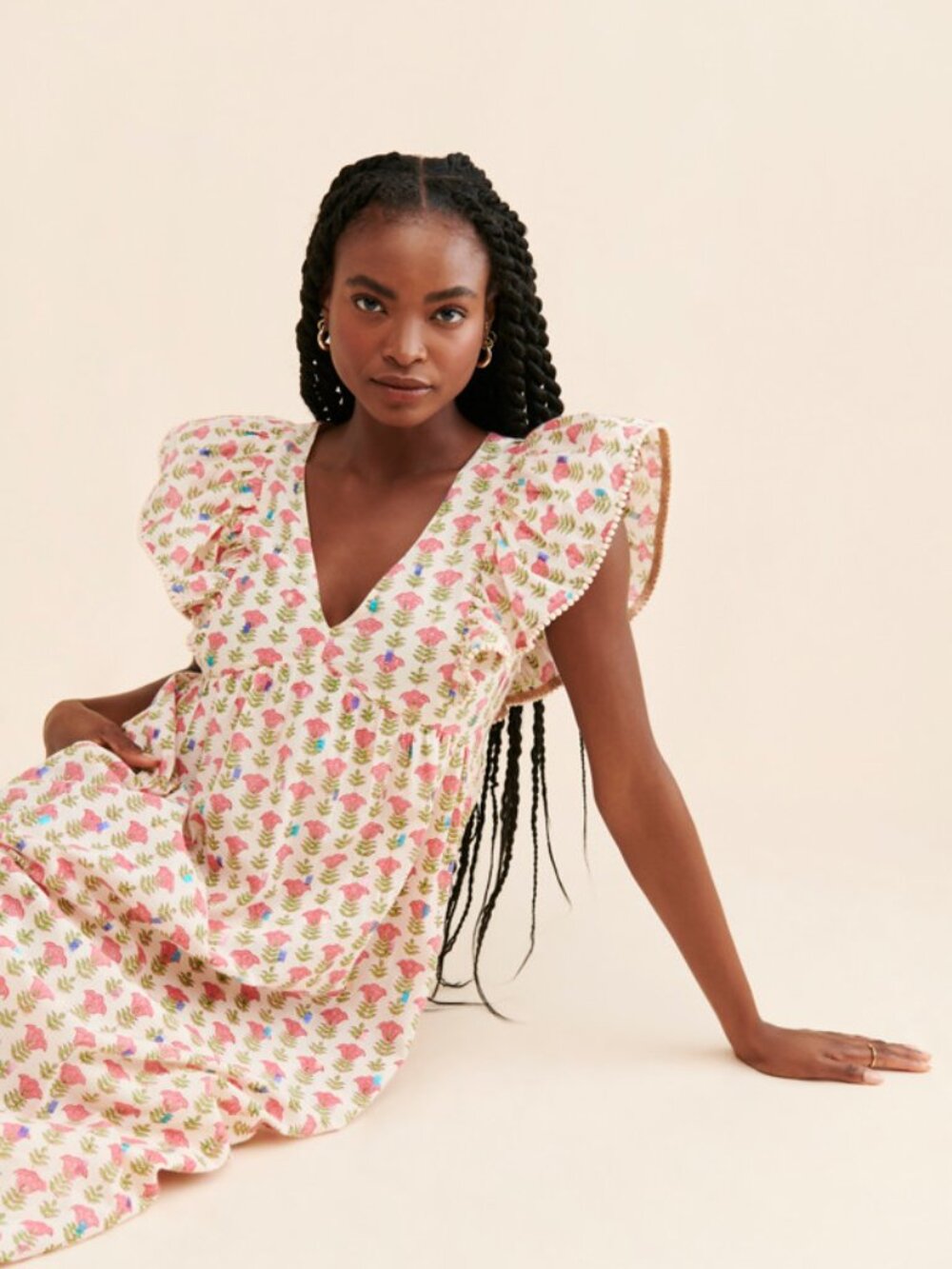SAYLOR Multi Darya Cherry Blossom Maxi Dress Size Small 38500 - Picture 2 of 16